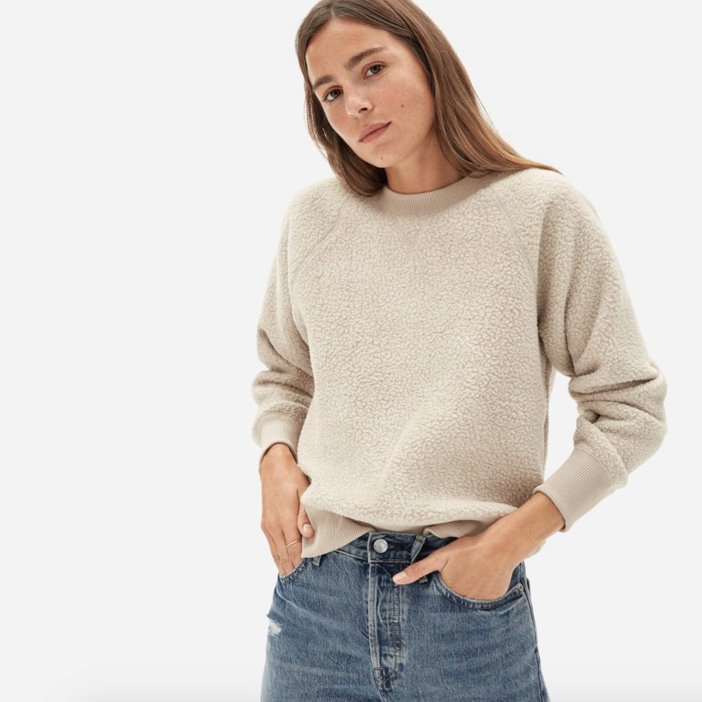 Everlane The ReNew Fleece Raglan Sweatshirt in Oat